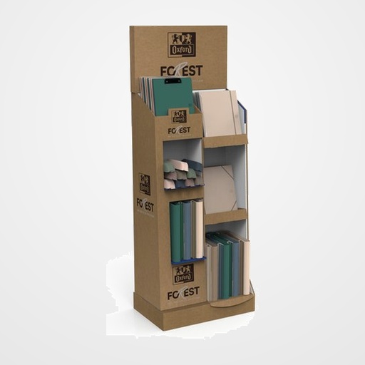 EXPOSITOR OXFORD GAMA FOREST SURTIDO DE 80 10x 400207878 CARPEBLOC A4+ CD.5 SURTIDO 10x 400207922 TARIFARIO 20 FUNDAS SURTIDO 10x 400207923 TARIFARIO 40 FUNDAS SURTIDO 10x 400207924 TARIFARIO 60 FUNDAS SURTIDO 10x 400207916 CARP. SOLAPAS A4 SURTIDO 10x 400207915 CARP. PINZA A4 SURTIDO 20x 400204968 PORTATODO SILICONA SURTIDO