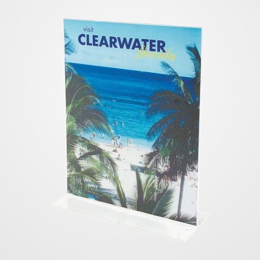 EXPOSITOR SOBREMESA FAIBO EN FORMA DE T A4 VERTICAL CRISTAL
