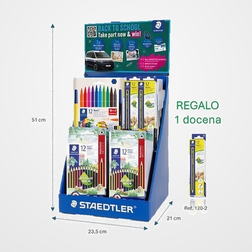 EXPOSITOR STAEDTLER SOBREMESA SURTIDO  6x 326 C12P ROT. 326 NORIS CLUB C/10 18x 185 SET9 LAP. COL. 185 NORIS COLOUR WOPEX C/12 12x 120-2 LAP. GRAF. 120 NORIS Nº2 HB  1x 120-2 LAP. GRAF. 120 NORIS Nº2 HB REGALO SIN CARGO