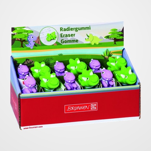 GOMA de BORRAR BRUNNEN FUN 3D HAPPY DINO SURTIDO EXPOSITOR DE 24 (2 col.)