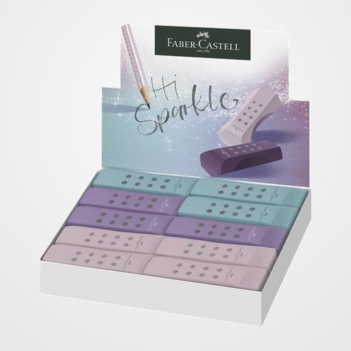 GOMA de BORRAR FABER-CASTELL RollOn SPARKLE CAJA DE 20 (3 COLORES)