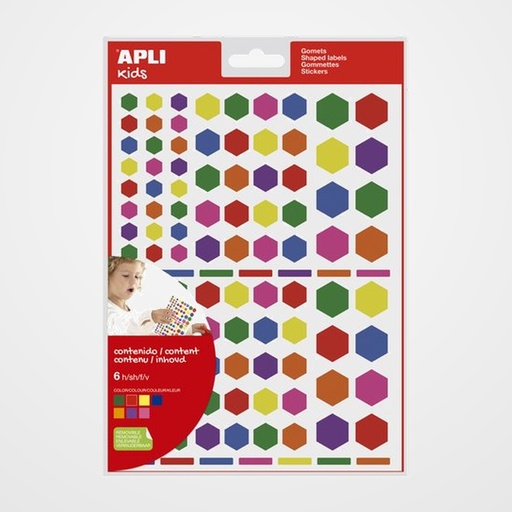 GOMETS APLI  BOLSA 6h REMOVIBLES HEXAGONAL MULTICOLOR 7 col.surt. 624 uds. (18768)