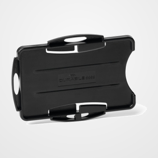 IDENTIFICADOR DURABLE ECO RIGIDO PARA 2 TARJETAS DE IDENTIFICACION O PASE DE SEGURIDAD NEGRO PAQUETE de 10