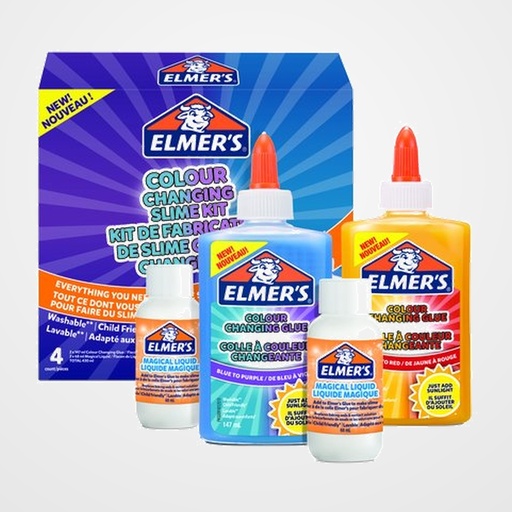 JUEGO ELMER´S SLIME STARTER PACK KIT COMPLETO CAMBIACOLOR 2x PEGAMENTO CAMBIACOLOR 147m 2x LIQUIDO MAGICO 68ml