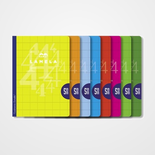LAMELA LIBRETA GRAPADA 50h A4 CUADROVIA 5 mm SURTIDO PACK DE 5 (5 col.)