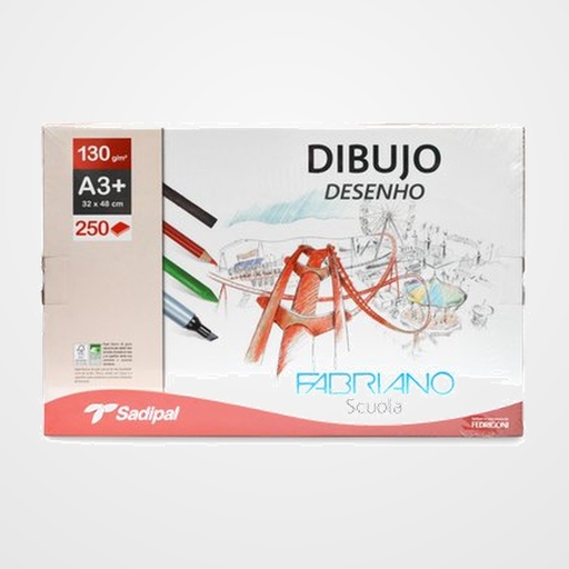 LAMINA DE DIBUJO FABRIANO 130g A3+ GRANO NATURAL CAJA DE 250