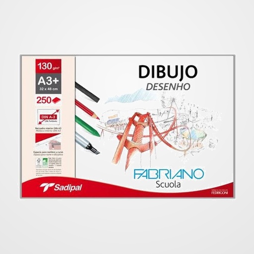 LAMINA DE DIBUJO FABRIANO 130g A3 GRANO NATURAL CAJA DE 250