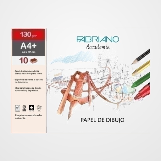 LAMINAS DIBUJO FABRIANO 24X32 LISA BOLSA DE 10