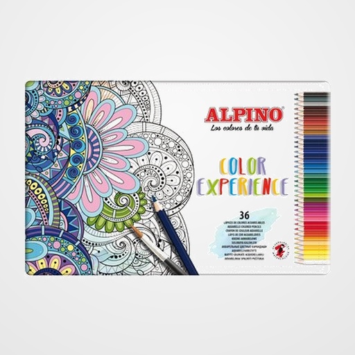 LAPICES ACUARELABLES  ALPINO COLOR EXPERIENCE ESTUCHE de METAL de 36