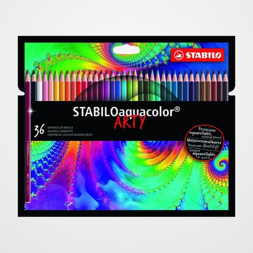 LAPICES ACUARELABLES STABILO AQUACOLOR ARTY LINE estuche CARTON de 36