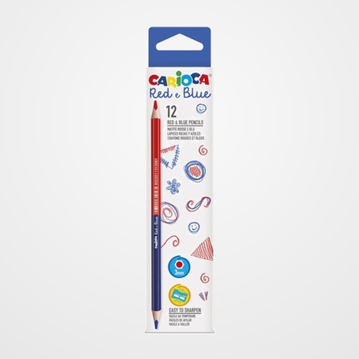 LAPICES CARIOCA BICOLOR HEXAGONAL AZUL Y ROJO CAJA de 12
