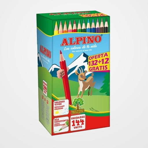 LAPICES de COLORES ALPINO FESTIVAL ECONOMY PACK de 132+12 GRATIS