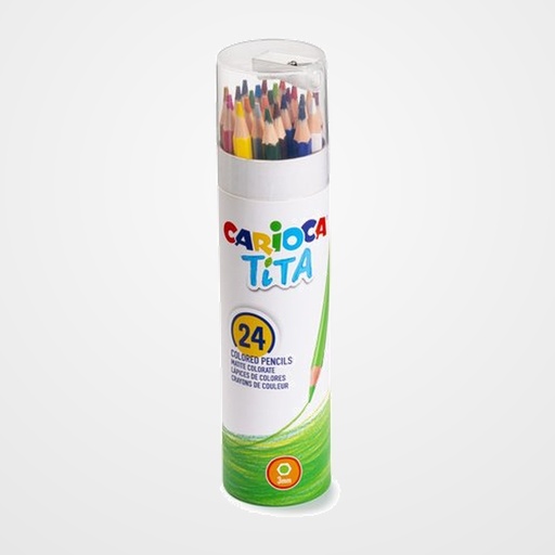LAPICES de COLORES CARIOCA TITA TUBO de 24 + SACAPUNTAS
