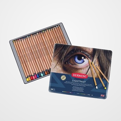 LAPICES de COLORES DERWENT LIGHTFAST CAJA METALICA de 24