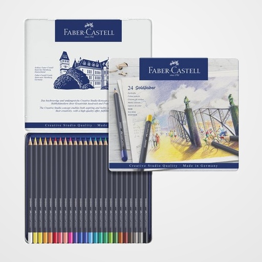 LAPICES de COLORES FABER-CASTELL GOLDFABER AQUA 1147 estuche de METAL de 24