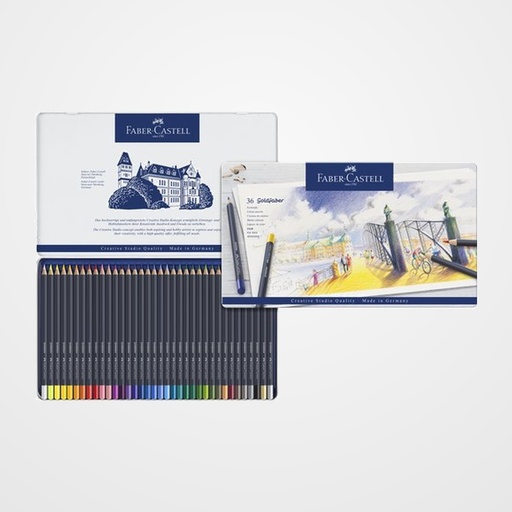 LAPICES de COLORES FABER-CASTELL GOLDFABER AQUA 1147 estuche de METAL de 36