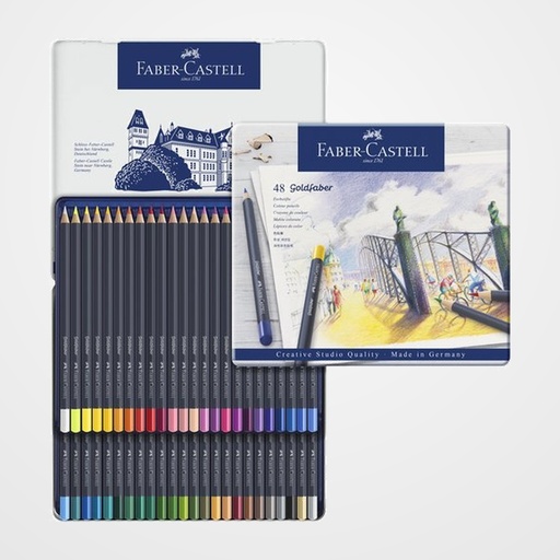 LAPICES de COLORES FABER-CASTELL GOLDFABER AQUA 1147 estuche de METAL de 48