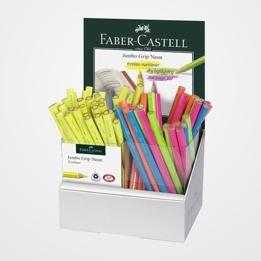 LAPICES de COLORES FABER-CASTELL JUMBO GRIP FLUOR TEXTLINER 1148 EXPOSITOR de 72