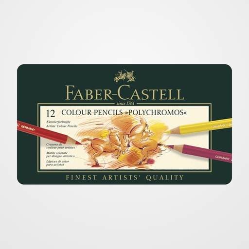 LAPICES de COLORES FABER-CASTELL POLYCHROMOS estuche de METAL de 12