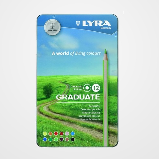 LAPICES de COLORES LYRA GRADUATE ESTUCHE METAL de 12