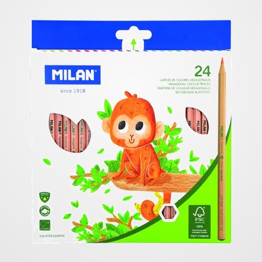LAPICES de COLORES MILAN HEXAGONALES ESTUCHE DE 24
