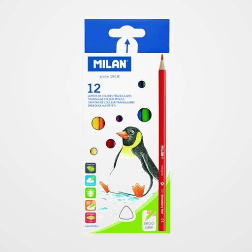 LAPICES de COLORES MILAN TRIANGULARES CAJA de 12 LOTE DE 24