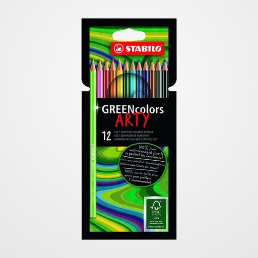 LAPICES de COLORES STABILO GREEN COLORS ARTY LINE ESTUCHE de 12