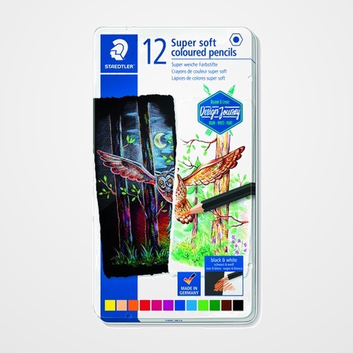 LAPICES de COLORES STAEDTLER DESIGN JOURNEY SUPER SOFT 149C estuche METAL de 12