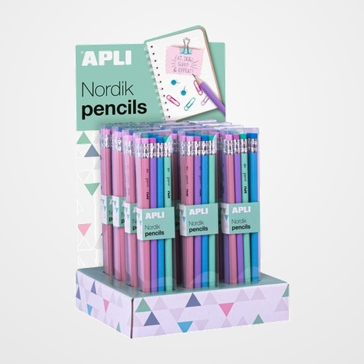 LAPIZ de GRAFITO APLI NORDIK COLLECTION BOLSA DE 8 EXPOSITOR DE 12