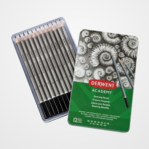 LAPIZ de GRAFITO DERWENT CAJA METALICA 12 PIEZAS 5H-6B