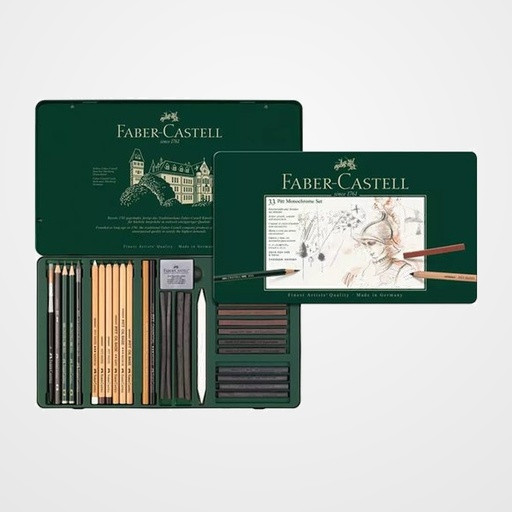 LAPIZ de GRAFITO FABER-CASTELL PITT MONOCHROME estuche METAL de 33