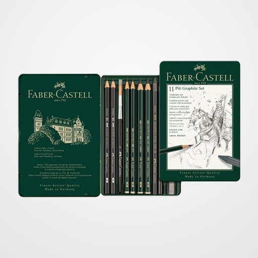 LAPIZ de GRAFITO FABER-CASTELL PITT SURTIDO estuche METAL de 11