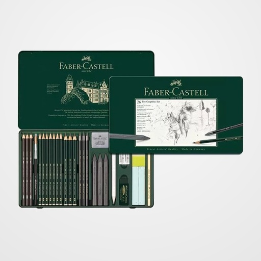LAPIZ de GRAFITO FABER-CASTELL PITT SURTIDO estuche METAL de 26