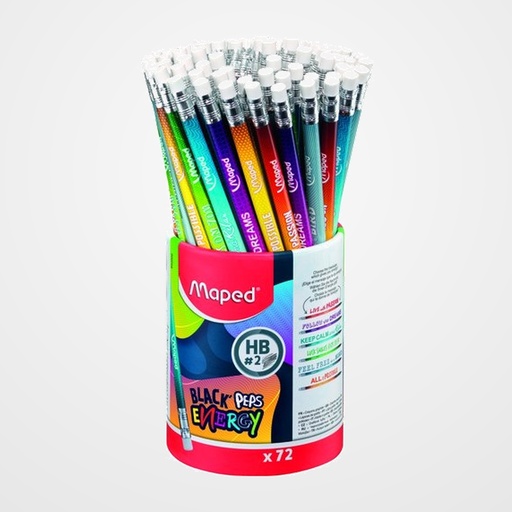 LAPIZ de GRAFITO MAPED BLACK PEPS ENERGY - HB BOTE DE 72