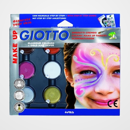 MAQUILLAJE GIOTTO MAKE UP PINTURA FACIAL COSMETICA 5 ml. METALLIC CAJA de 6