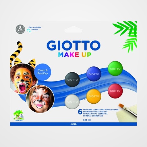 MAQUILLAJE GIOTTO MAKE UP SET PINTURA FACIAL COSMETICA 5ml COLORES CLASICOS CAJA DE 6