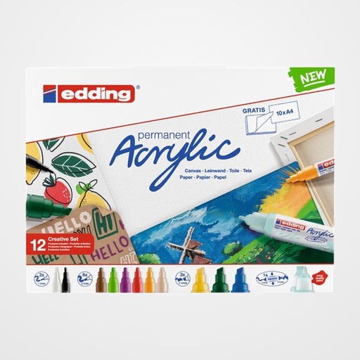 MARCADOR ACRYLIC EDDING SURTIDO estuche de 12