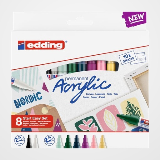 MARCADOR ACRYLIC EDDING SURTIDO estuche de 8