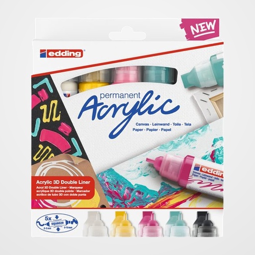 MARCADOR ACRYLIC EDDING 5400 3D DOBLE PUNTA (2-3/5-10 mm) SURTIDO estuche de 5