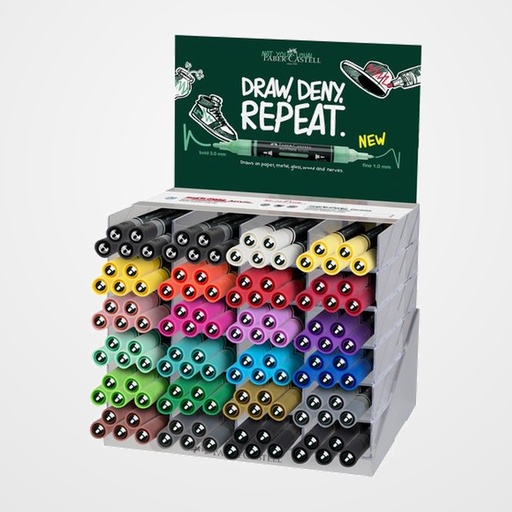 MARCADOR ACRYLIC FABER-CASTELL  MULTIMARK DOBLE PUNTA EXPOSITOR de 120
