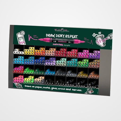 MARCADOR ACRYLIC FABER-CASTELL  MULTIMARK DOBLE PUNTA EXPOSITOR de 255