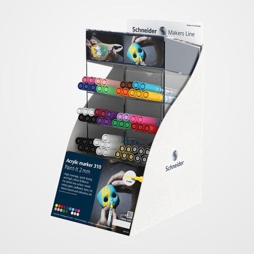 MARCADOR ACRYLIC SCHNEIDER PAINT-IT 310 CONICO (2 mm) EXPOSITOR de 61