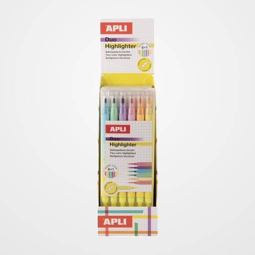 MARCADOR FLUOR APLI DOBLE PUNTA BLISTER DE 6 EXPOSITOR de 10