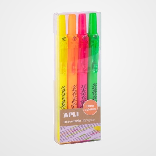 MARCADOR FLUOR APLI RETRACTABLE FLUOR SURTIDO BLISTER DE 4