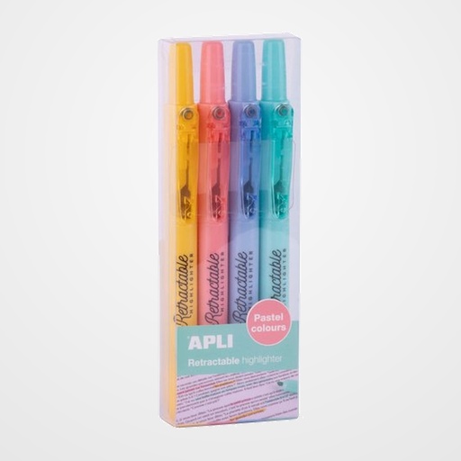 MARCADOR FLUOR APLI RETRACTABLE PASTEL SURTIDO BLISTER DE 4