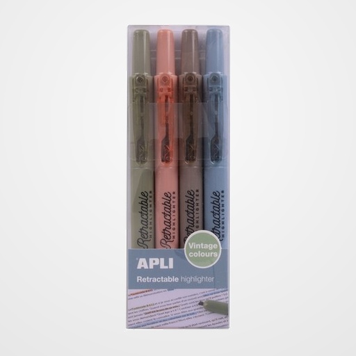 MARCADOR FLUOR APLI RETRACTABLE VINTAGE SURTIDO BLISTER DE 4