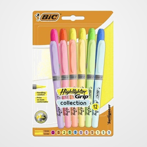 MARCADOR FLUOR BIC HIGHLIGHTER PASTEL BLISTER de 12