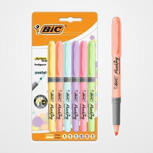 MARCADOR FLUOR BIC HIGHLIGHTER PASTEL BLISTER de 6
