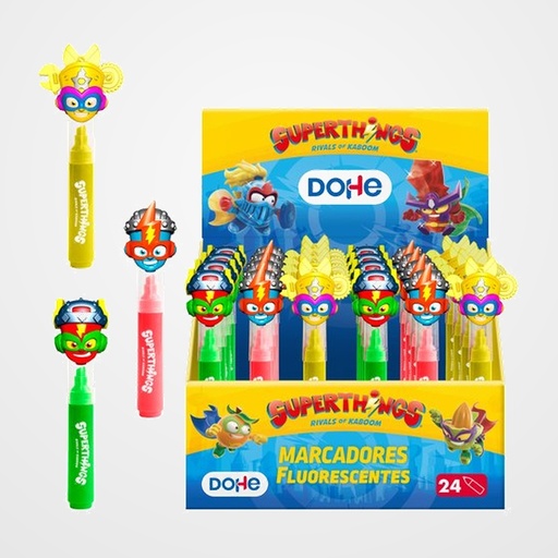 MARCADOR FLUOR DOHE SUPERTHINGS SURTIDO EXPOSITOR de 24