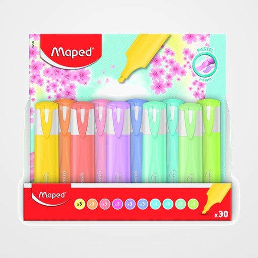 MARCADOR FLUOR MAPED CLASSIC PASTEL EXPOSITOR de 30